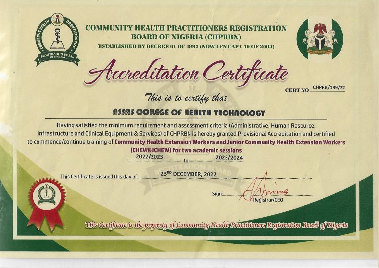 Community Health Practitioners Accreditation Certificate